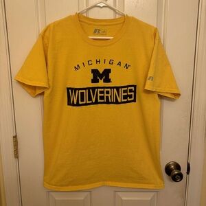 Michigan Wolverines Russell Athletic Vintage Style Y2K Yellow T-Shirt
